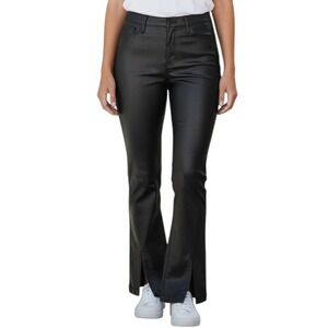 HOLLISTER‎ Faux Leather Black Pants Women's Ultra High Rise Flare Slit Hem Sz 28